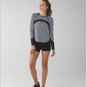 Lululemon Water: Sun Runner Long Sleeve Black and White Stripe